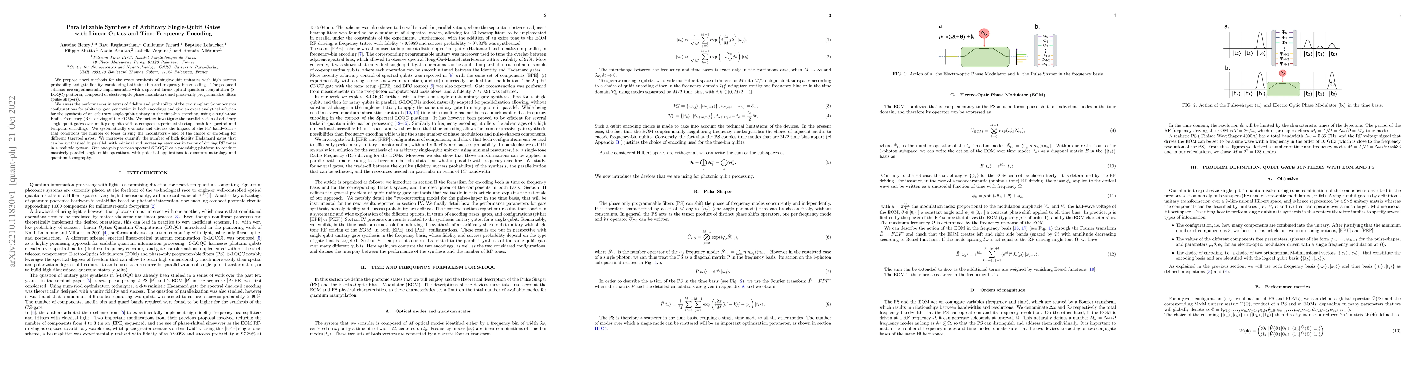 Thumbnail for Parallelizable Synthesis of Arbitrary Single-Qubit Gates with Linear
  Optics and Time-Frequency Encoding