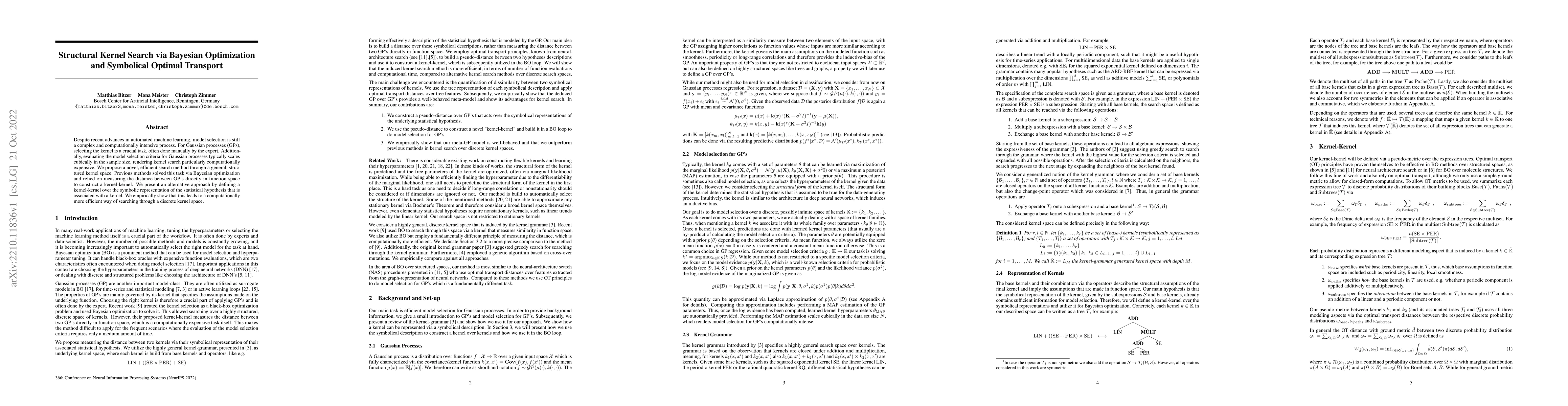 Thumbnail for Structural Kernel Search via Bayesian Optimization and Symbolical
  Optimal Transport