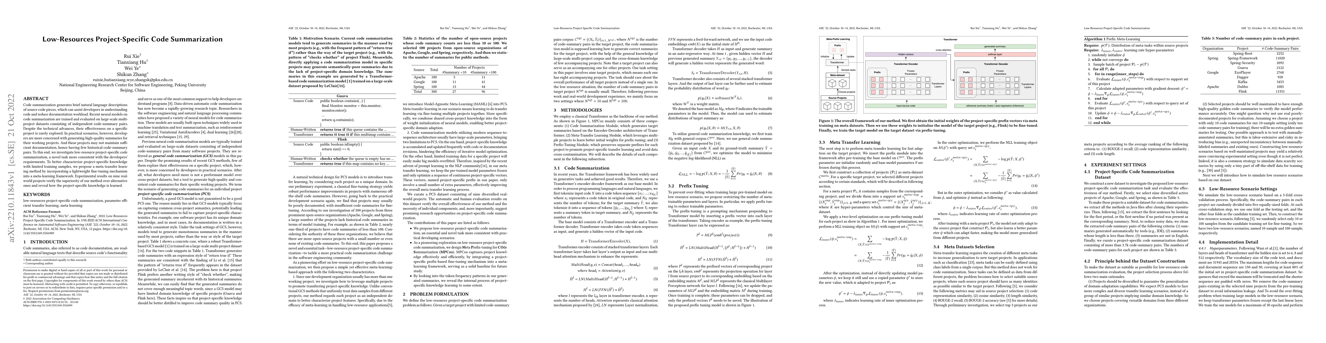 Thumbnail for Low-Resources Project-Specific Code Summarization