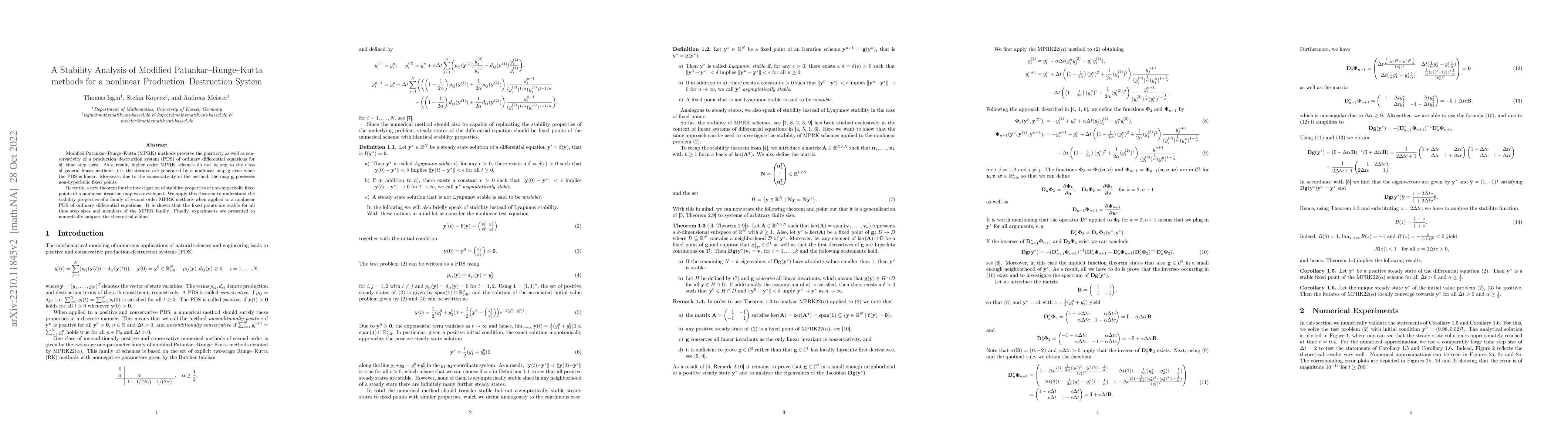 Thumbnail for A Stability Analysis of Modified Patankar-Runge-Kutta methods for a
  nonlinear Production-Destruction System