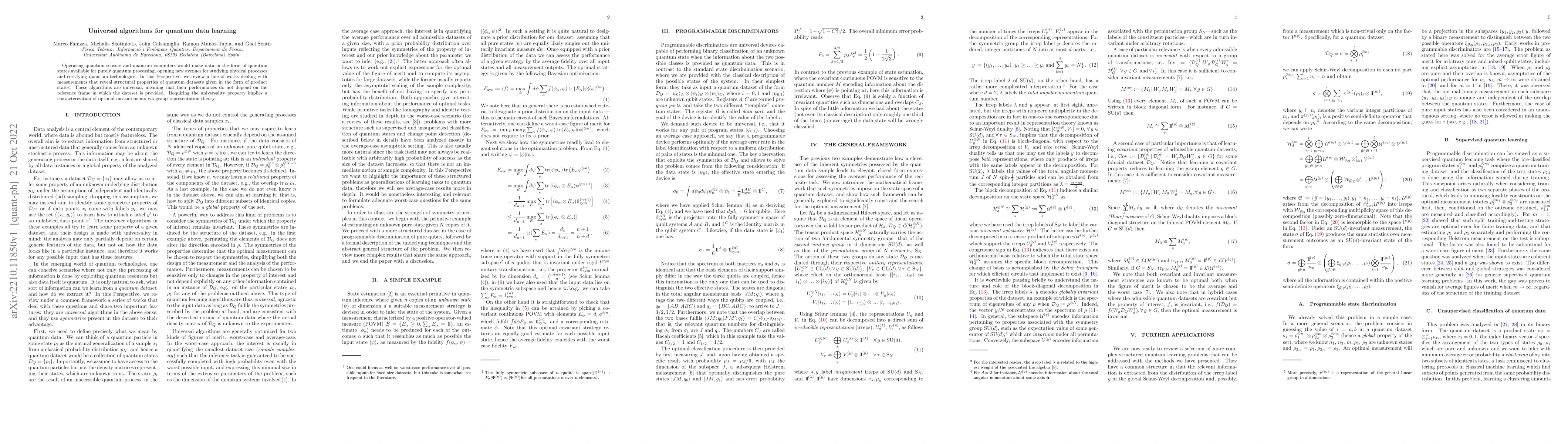 Thumbnail for Universal algorithms for quantum data learning