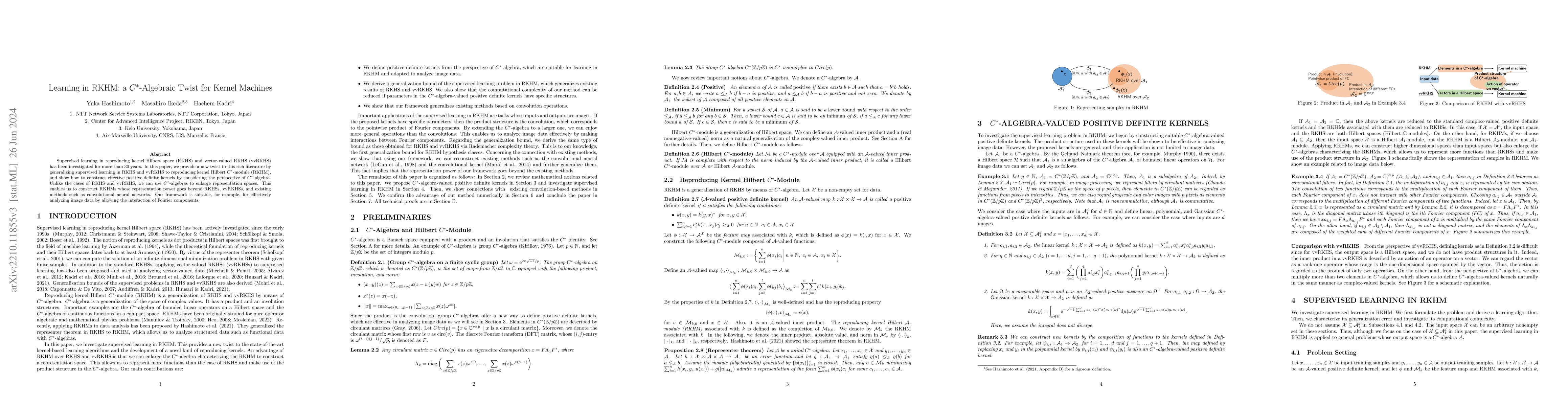 Thumbnail for Learning in RKHM: a $C^*$-Algebraic Twist for Kernel Machines