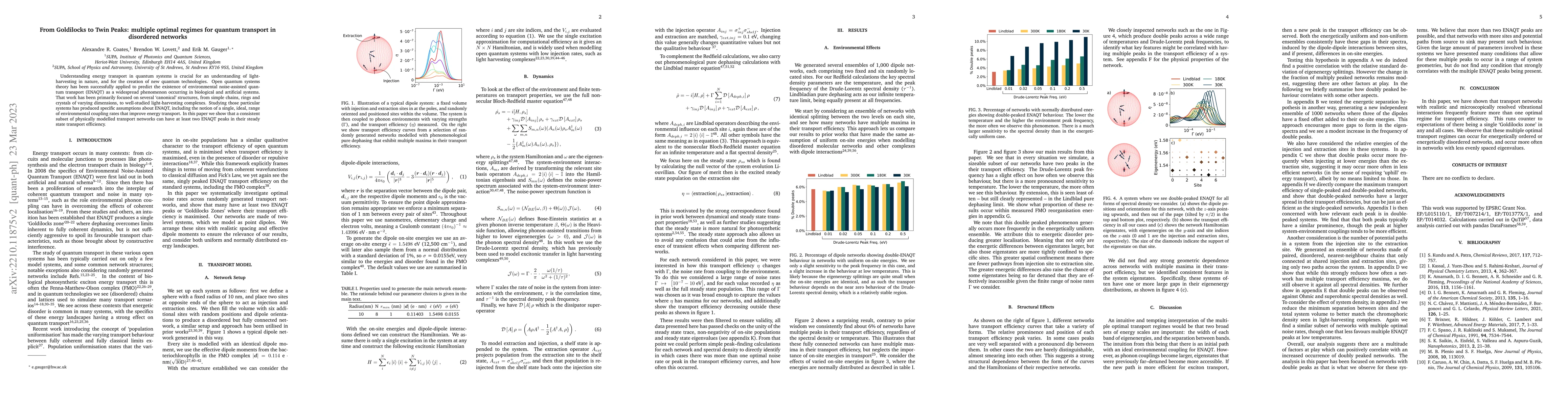 Thumbnail for From Goldilocks to Twin Peaks: multiple optimal regimes for quantum
  transport in disordered networks