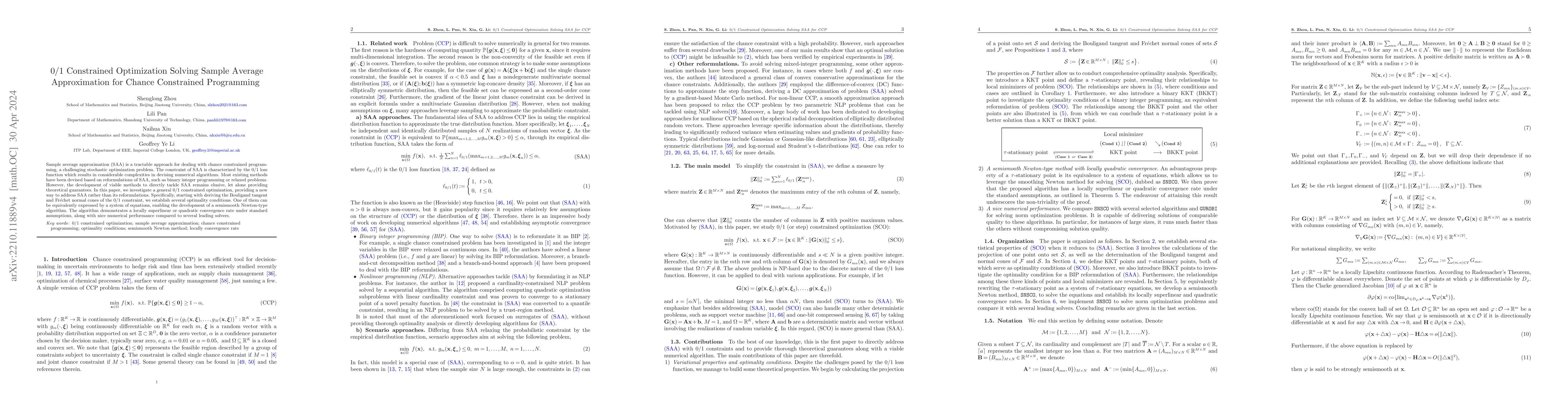 Thumbnail for 0/1 Constrained Optimization Solving Sample Average Approximation for
  Chance Constrained Programming