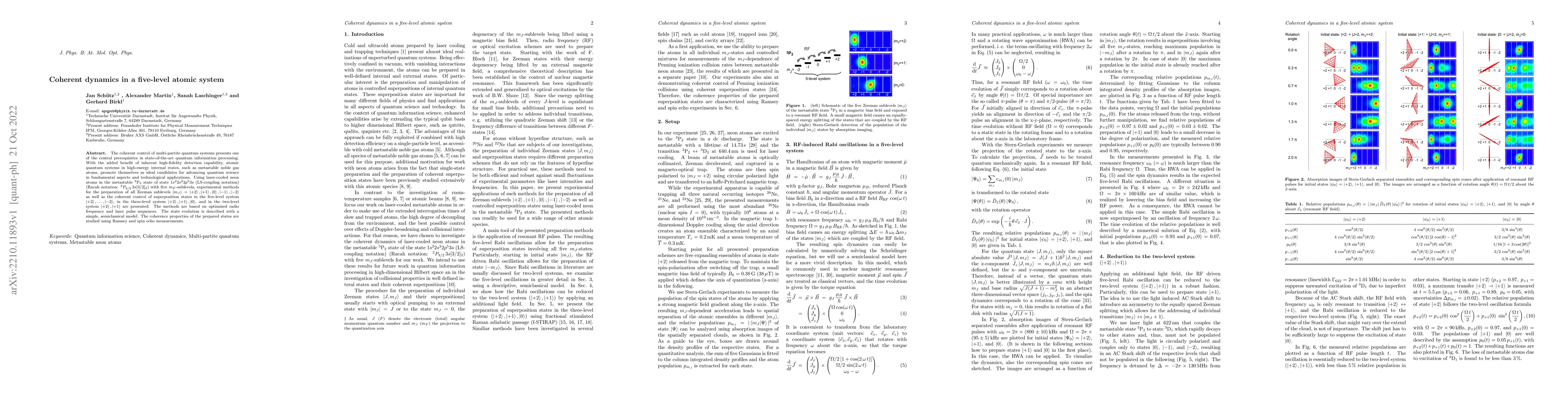 Thumbnail for Coherent dynamics in a five-level atomic system