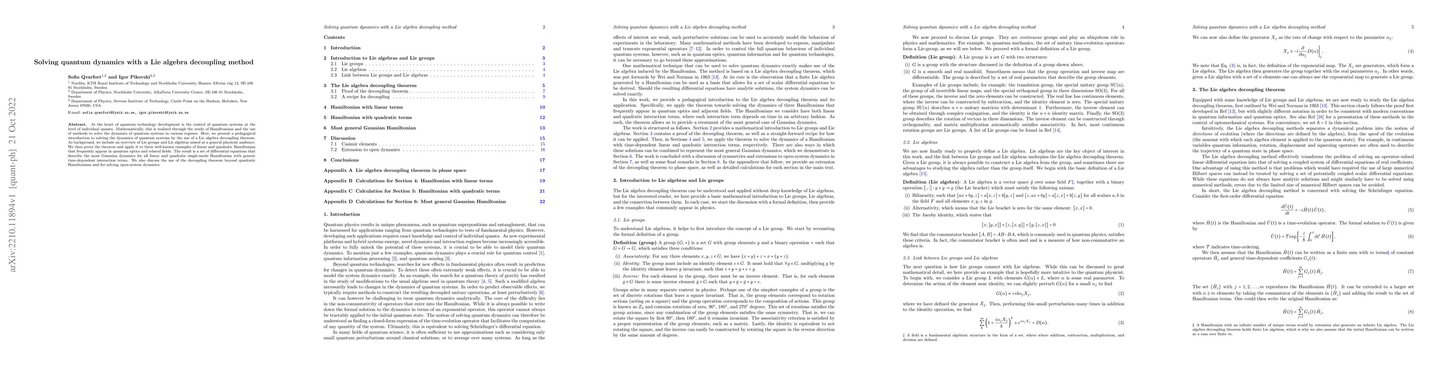 Thumbnail for Solving quantum dynamics with a Lie algebra decoupling method