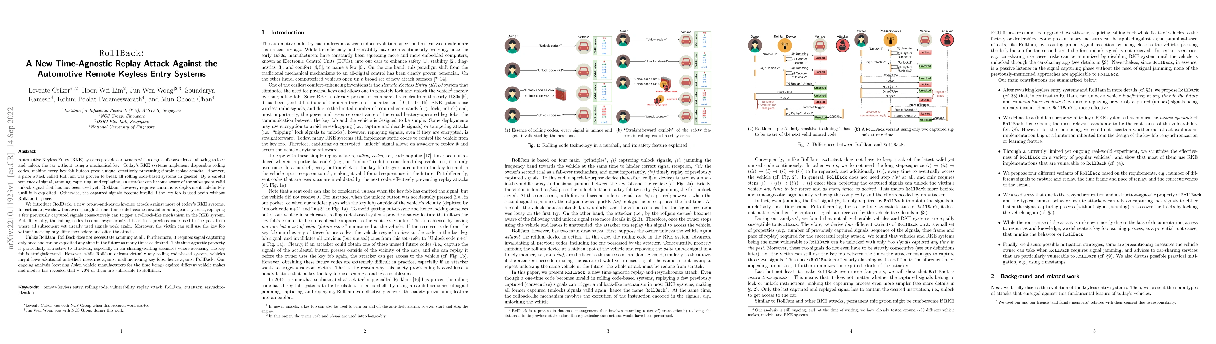 Thumbnail for RollBack: A New Time-Agnostic Replay Attack Against the Automotive
  Remote Keyless Entry Systems