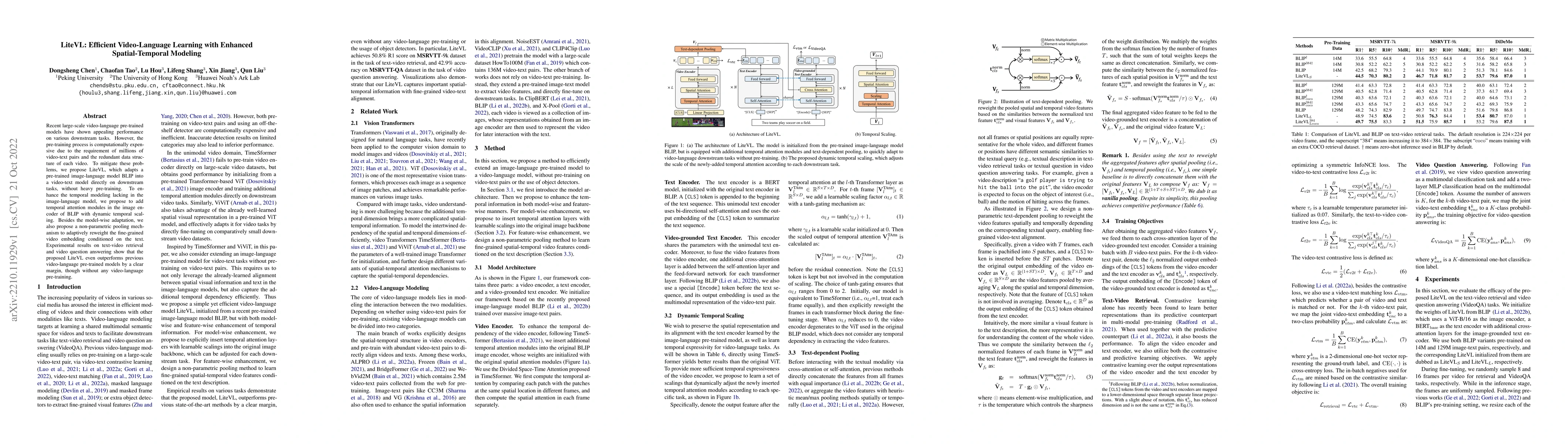Thumbnail for LiteVL: Efficient Video-Language Learning with Enhanced Spatial-Temporal
  Modeling