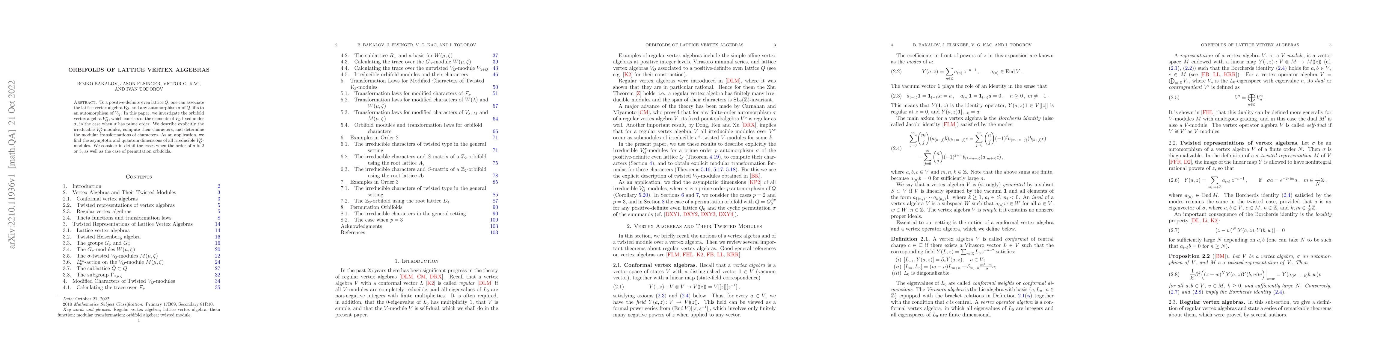 Thumbnail for Orbifolds of Lattice Vertex Algebras