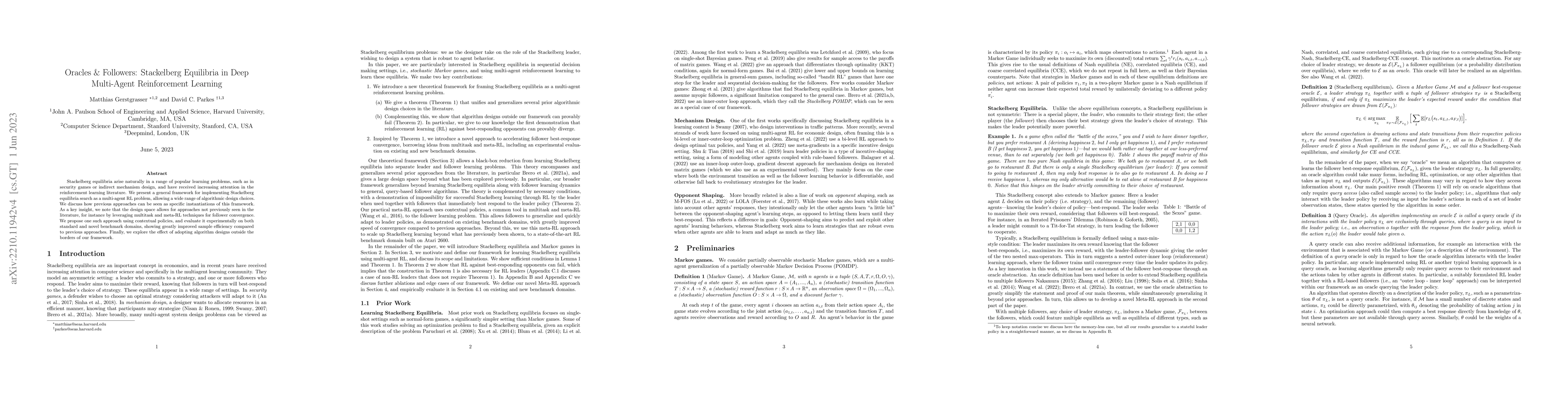 Thumbnail for Oracles & Followers: Stackelberg Equilibria in Deep Multi-Agent
  Reinforcement Learning