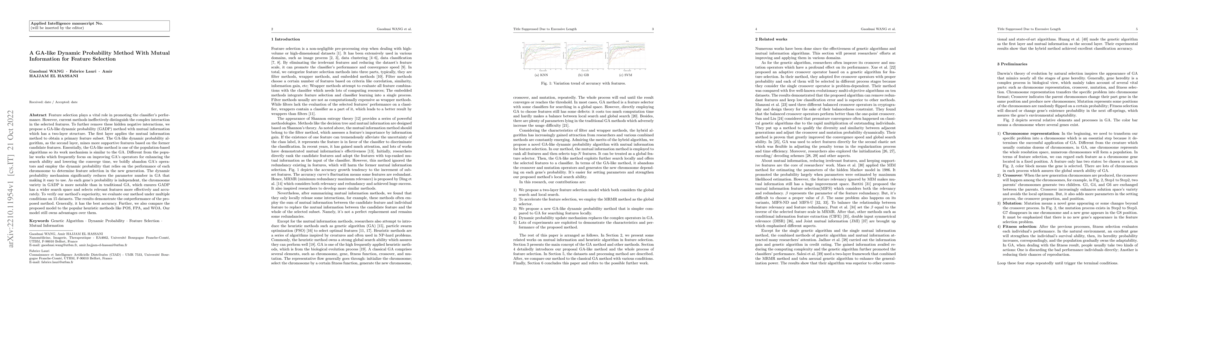 Thumbnail for A GA-like Dynamic Probability Method With Mutual Information for Feature
  Selection