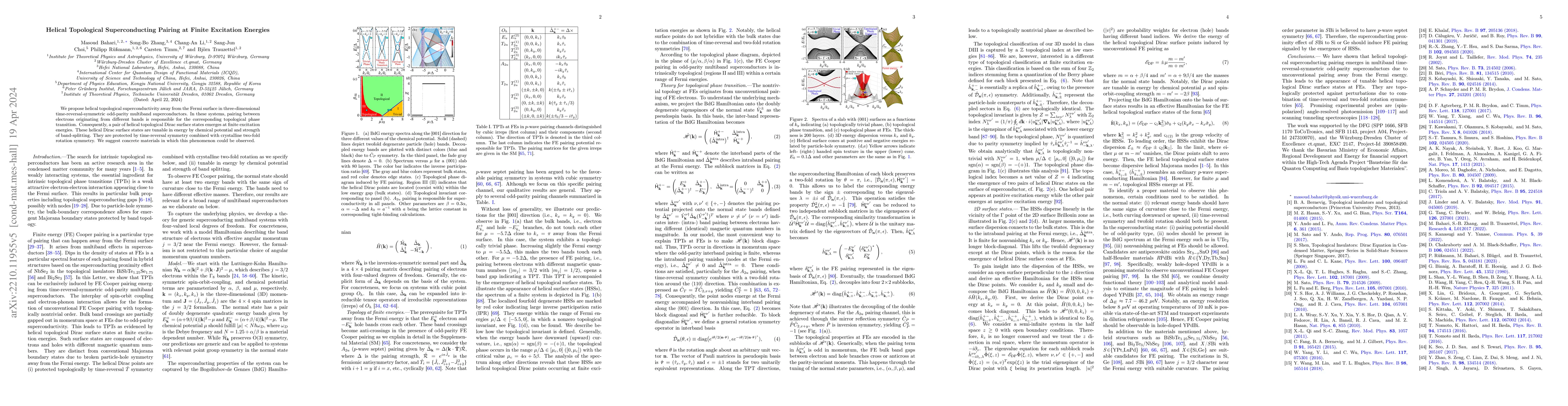 Thumbnail for Helical Topological Superconducting Pairing at Finite Excitation
  Energies