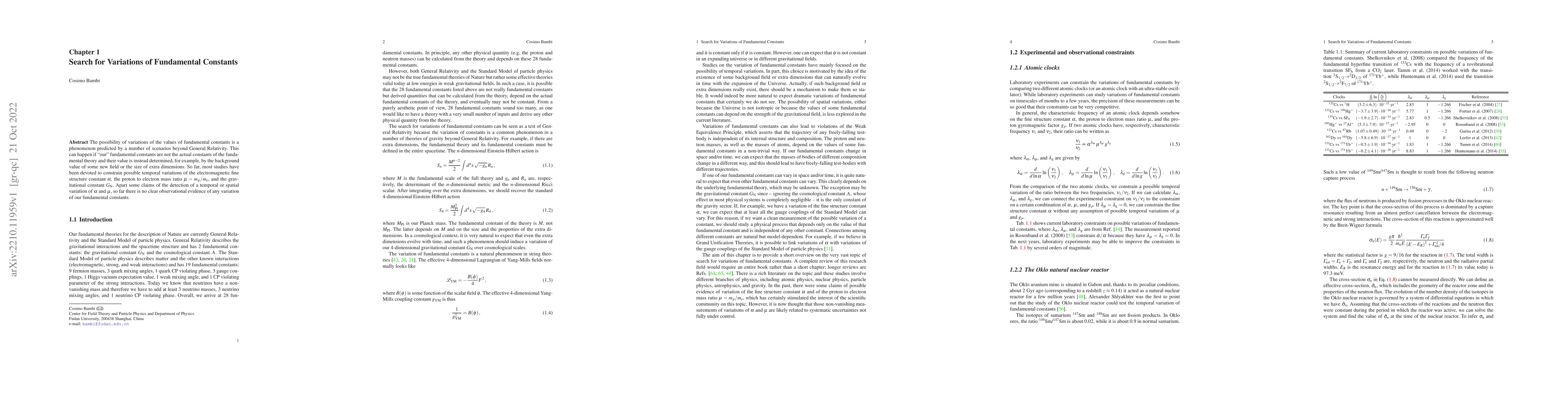 Thumbnail for Search for Variations of Fundamental Constants
