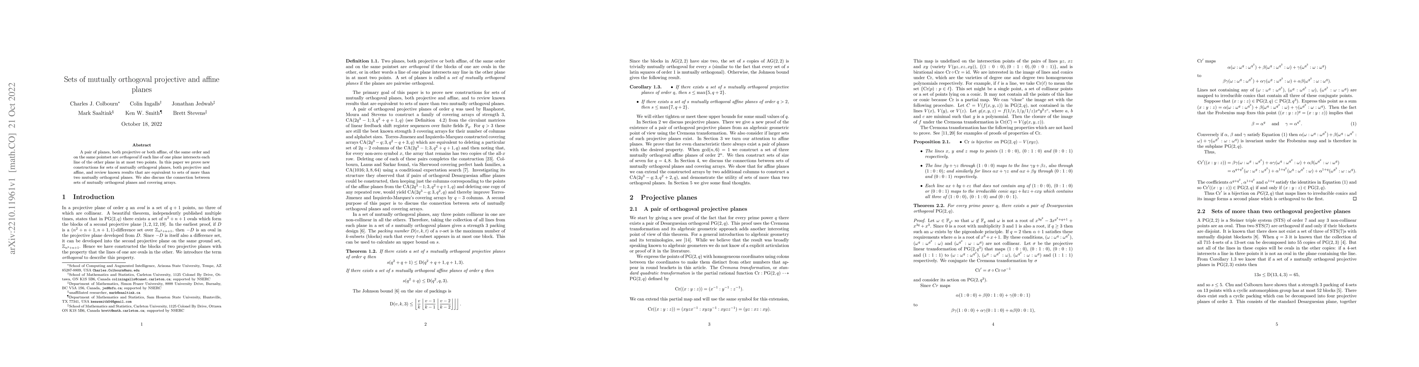 Thumbnail for Sets of mutually orthogoval projective and affine planes