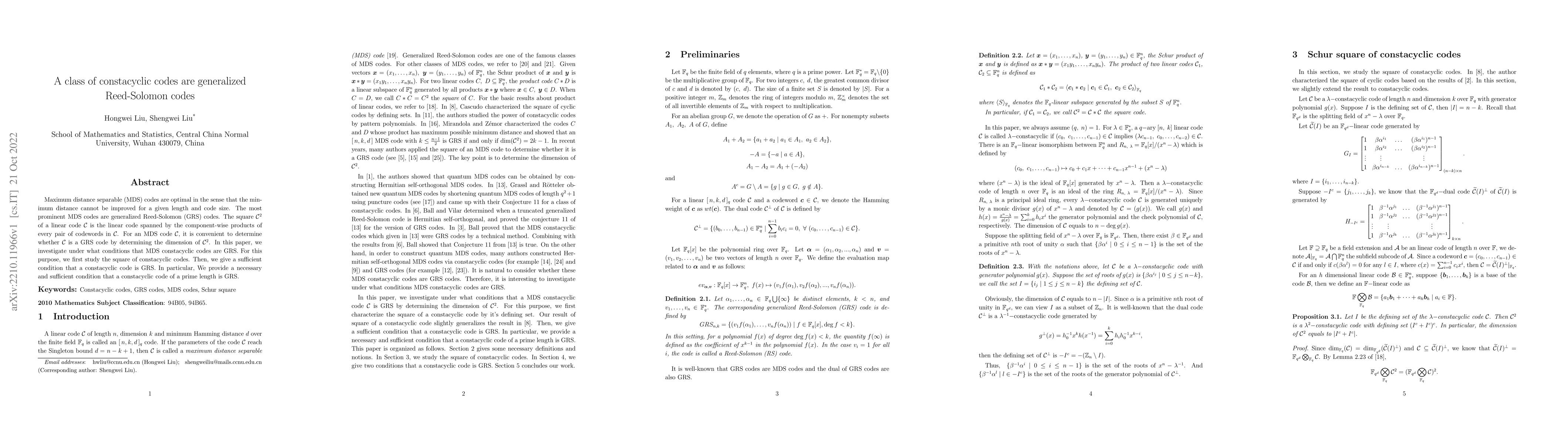 Thumbnail for A class of constacyclic codes are generalized Reed-Solomon codes