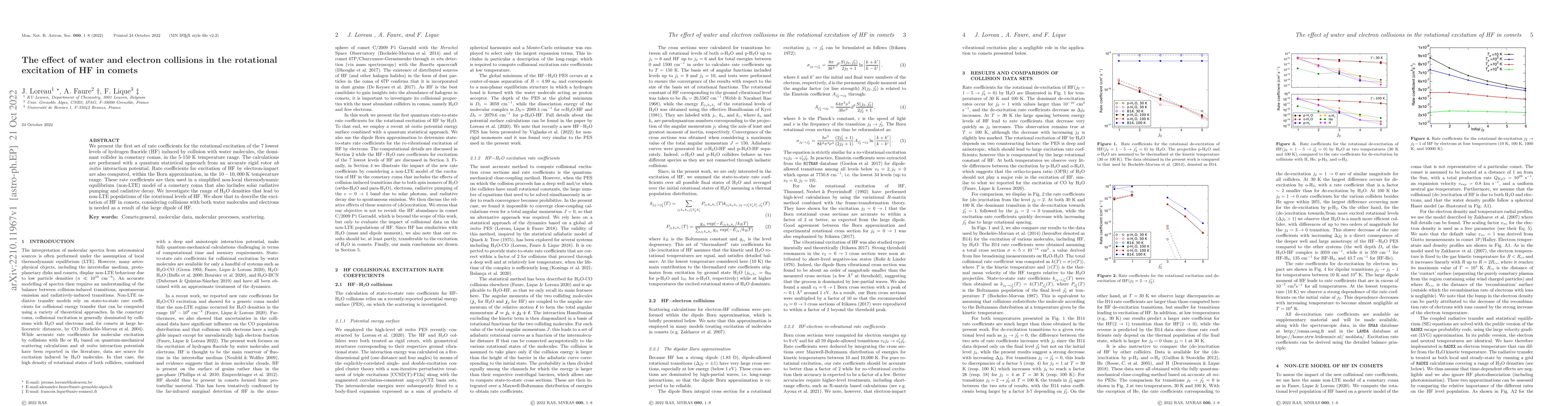 Thumbnail for The effect of water and electron collisions in the rotational excitation
  of HF in comets