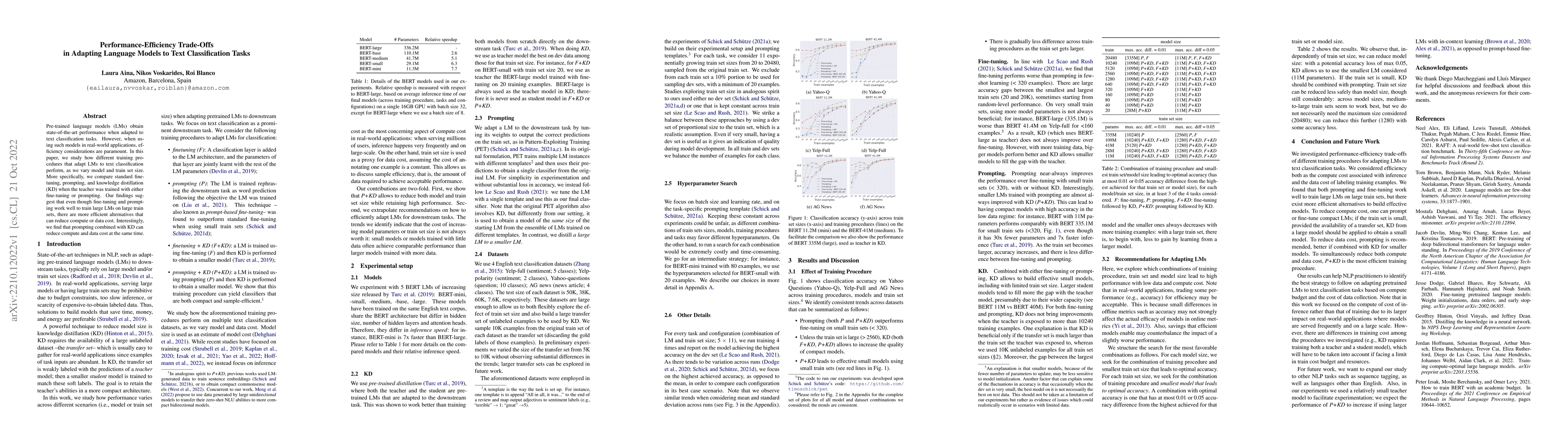 Thumbnail for Performance-Efficiency Trade-Offs in Adapting Language Models to Text
  Classification Tasks