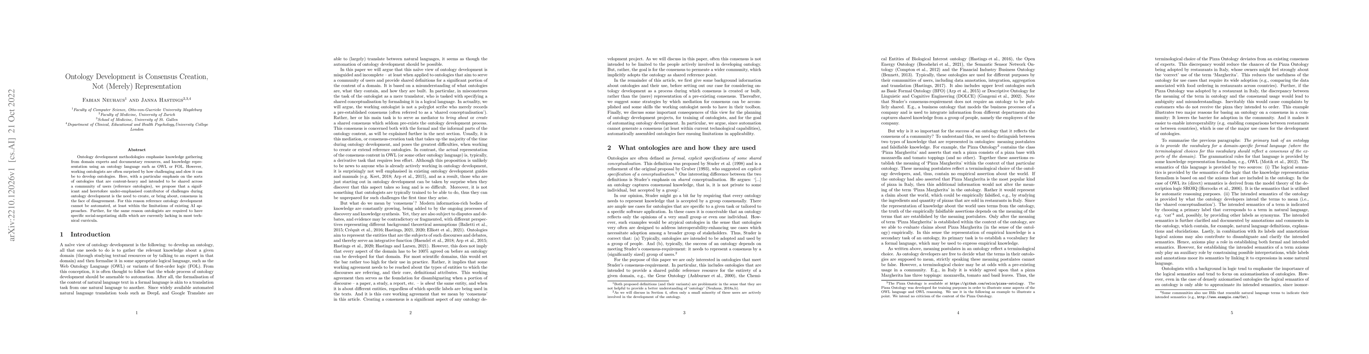 Thumbnail for Ontology Development is Consensus Creation, Not (Merely) Representation