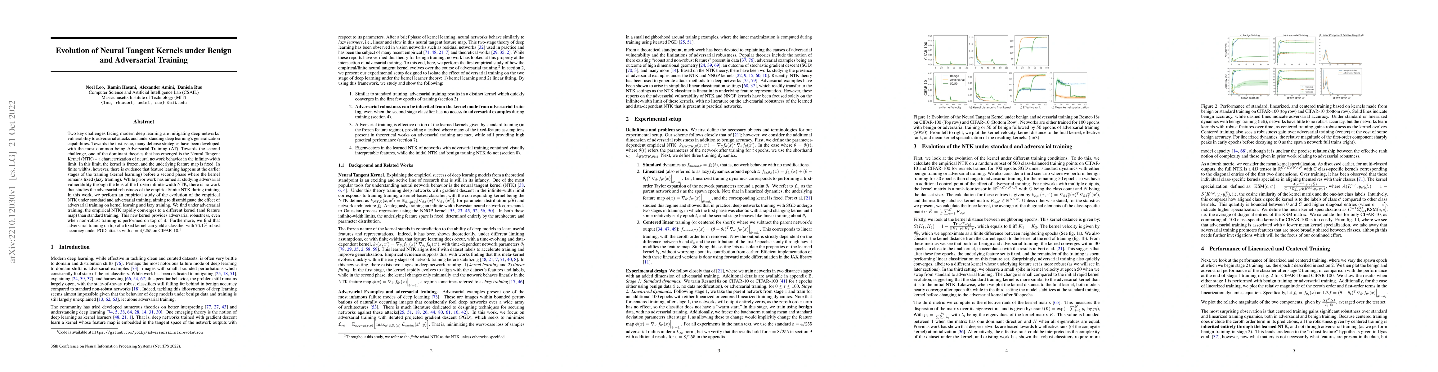 Thumbnail for Evolution of Neural Tangent Kernels under Benign and Adversarial
  Training