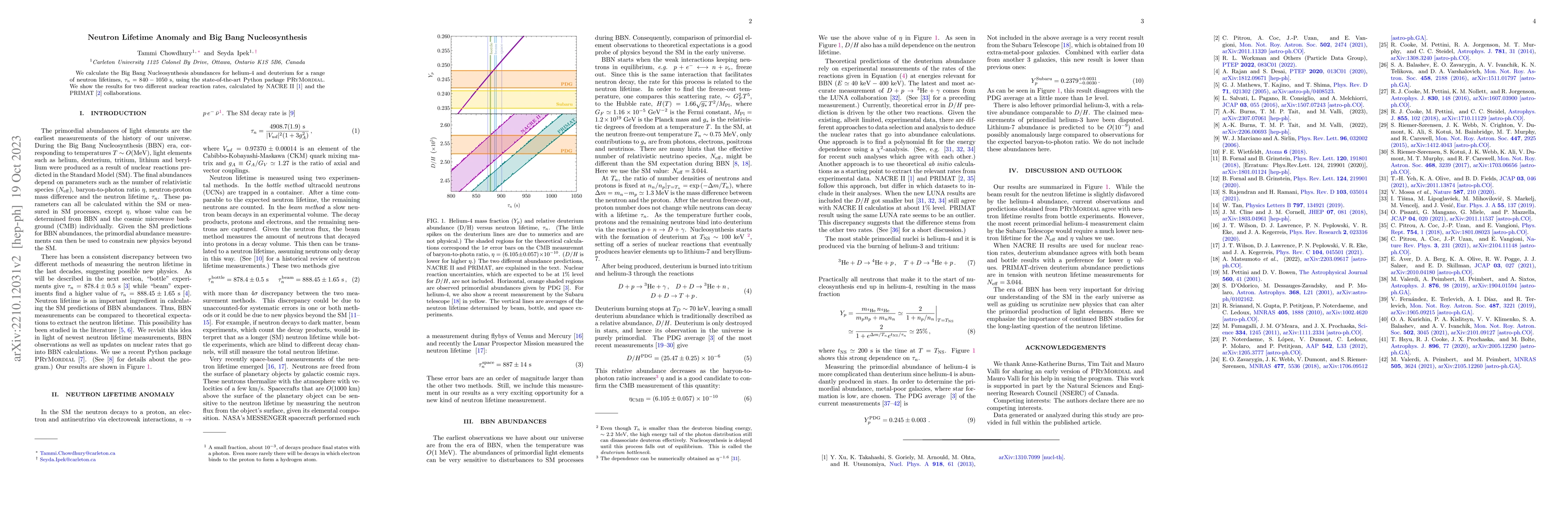 Thumbnail for Neutron Lifetime Anomaly and Big Bang Nucleosynthesis