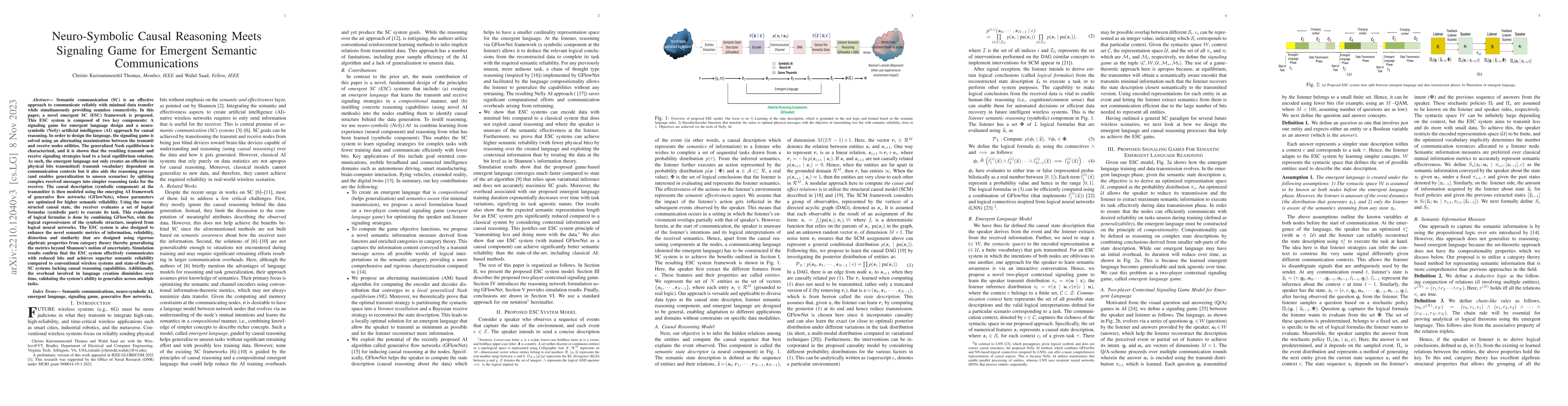 Thumbnail for Neuro-Symbolic Causal Reasoning Meets Signaling Game for Emergent
  Semantic Communications