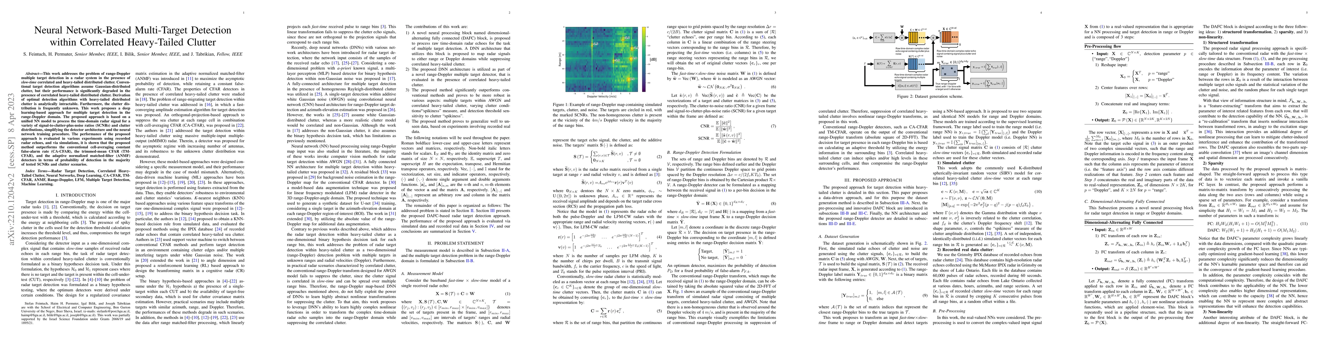 Thumbnail for Neural Network-Based Multi-Target Detection within Correlated
  Heavy-Tailed Clutter