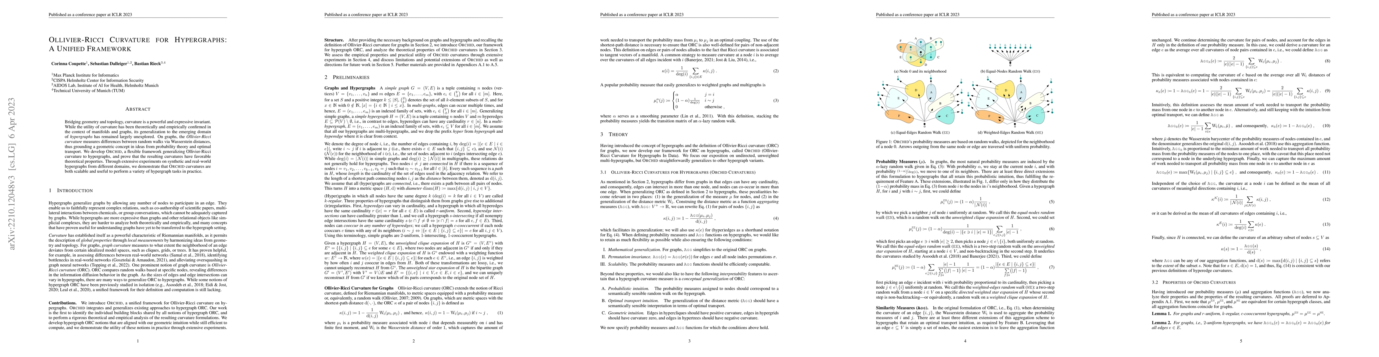 Thumbnail for Ollivier-Ricci Curvature for Hypergraphs: A Unified Framework
