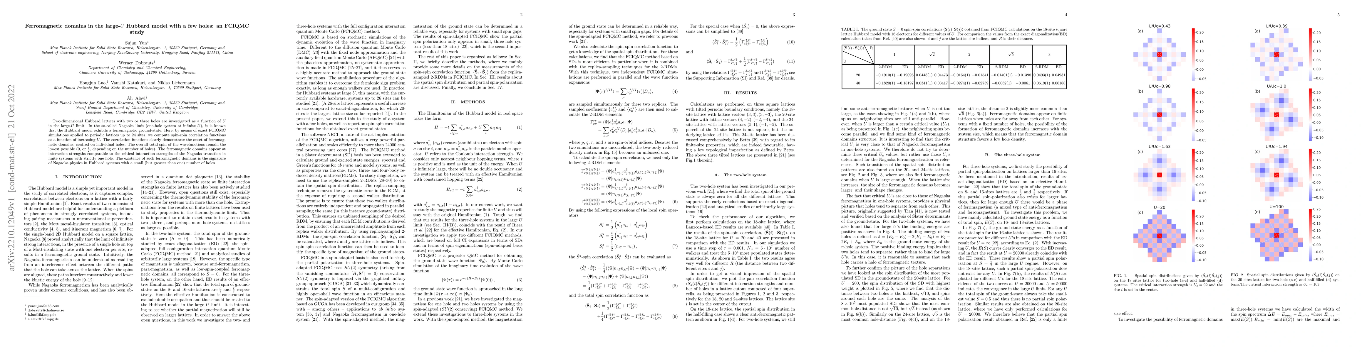 Thumbnail for Ferromagnetic domains in the large-$U$ Hubbard model with a few holes:
  an FCIQMC study