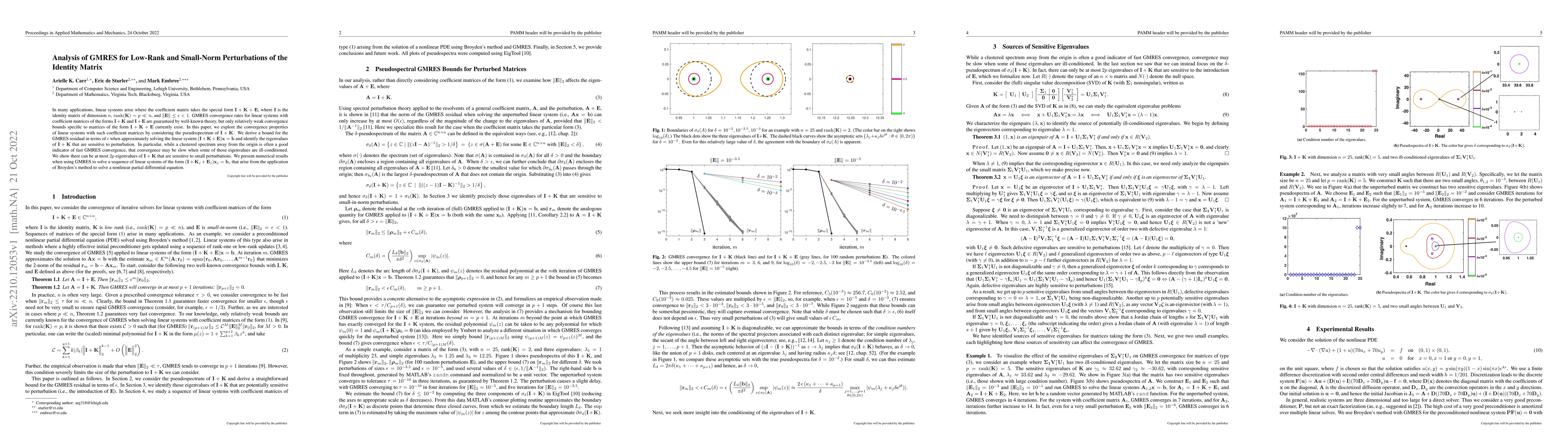 Thumbnail for Analysis of GMRES for Low-Rank and Small-Norm Perturbations of the
  Identity Matrix