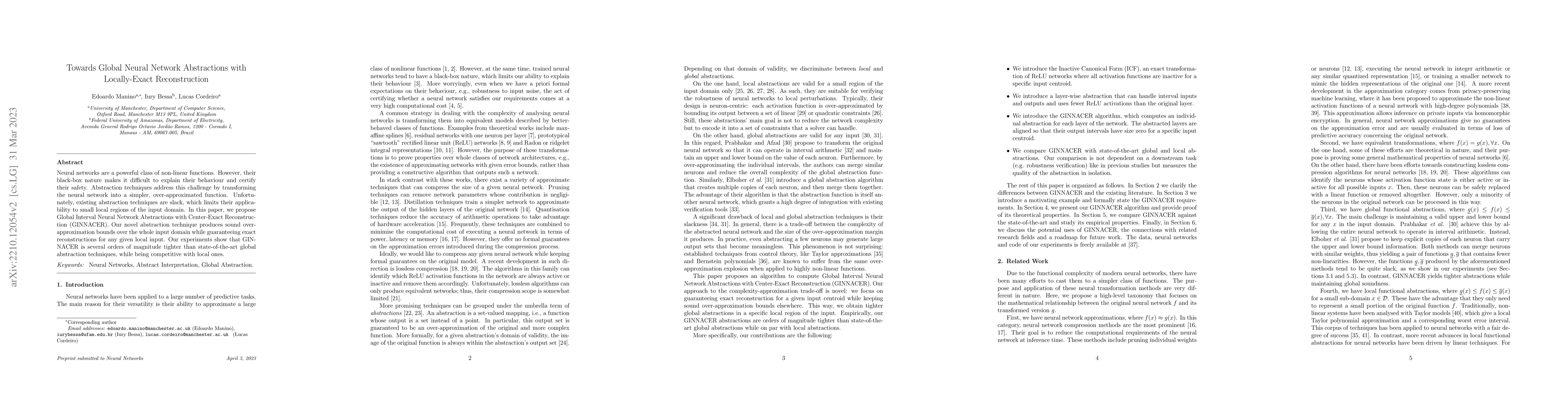 Thumbnail for Towards Global Neural Network Abstractions with Locally-Exact
  Reconstruction