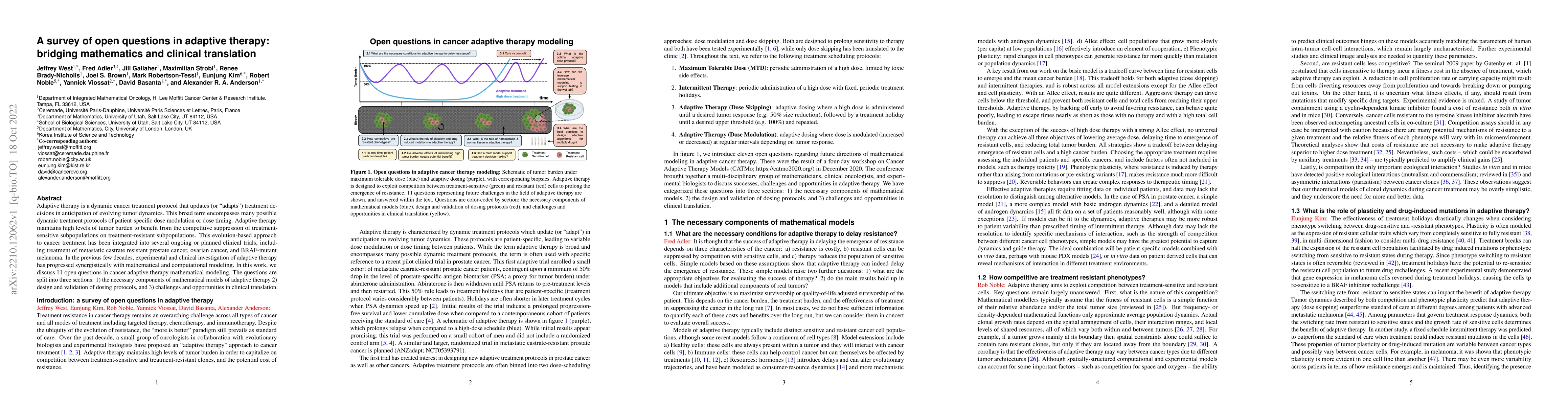 Thumbnail for A survey of open questions in adaptive therapy: bridging mathematics and
  clinical translation