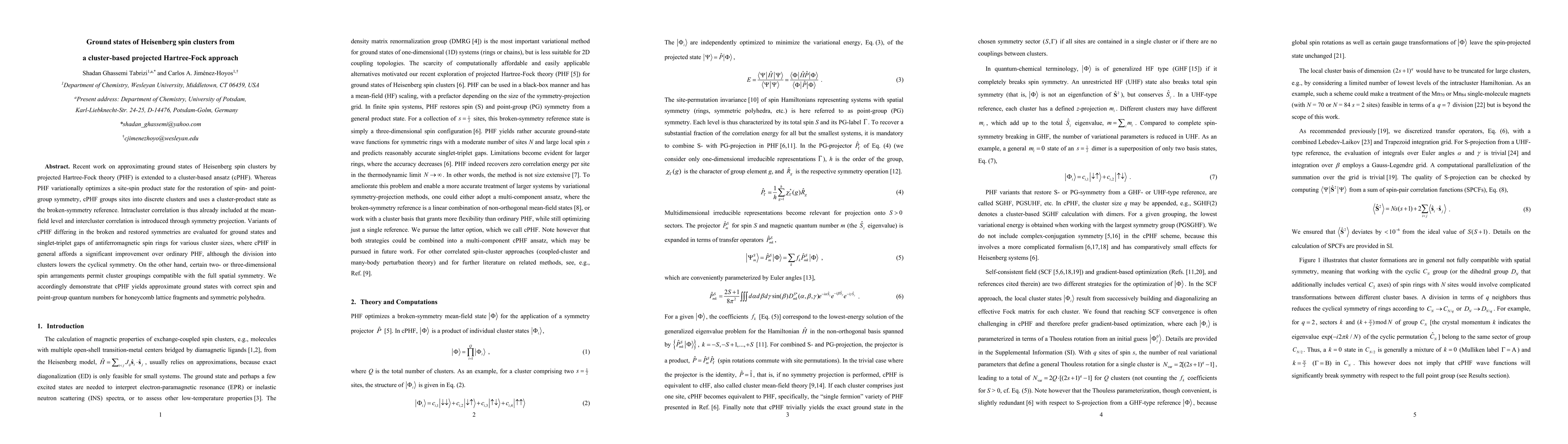 Thumbnail for Ground states of Heisenberg spin clusters from a cluster-based projected
  Hartree-Fock approach