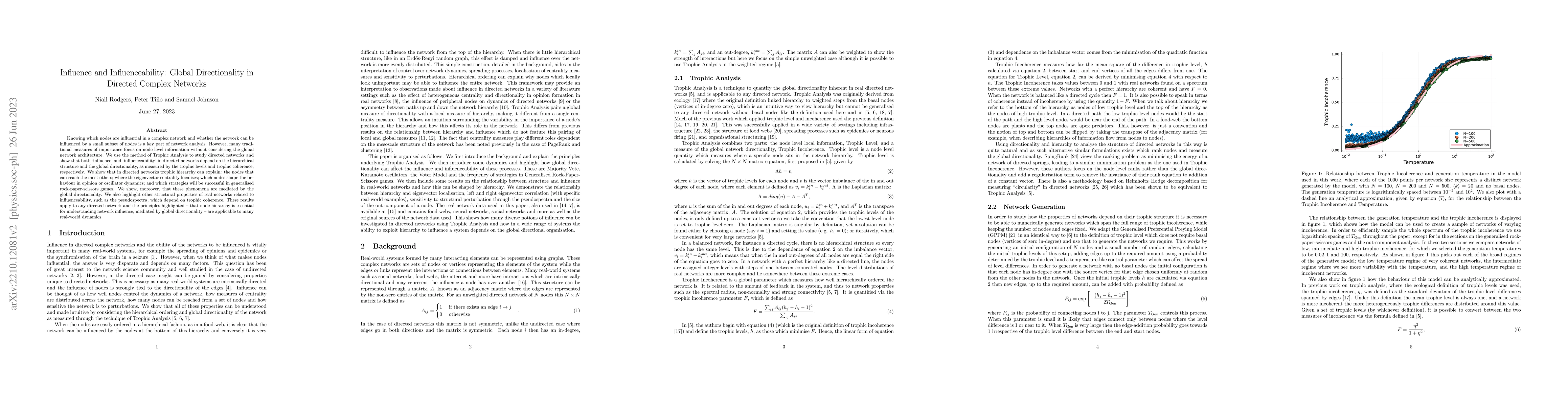 Thumbnail for Influence and Influenceability: Global Directionality in Directed
  Complex Networks