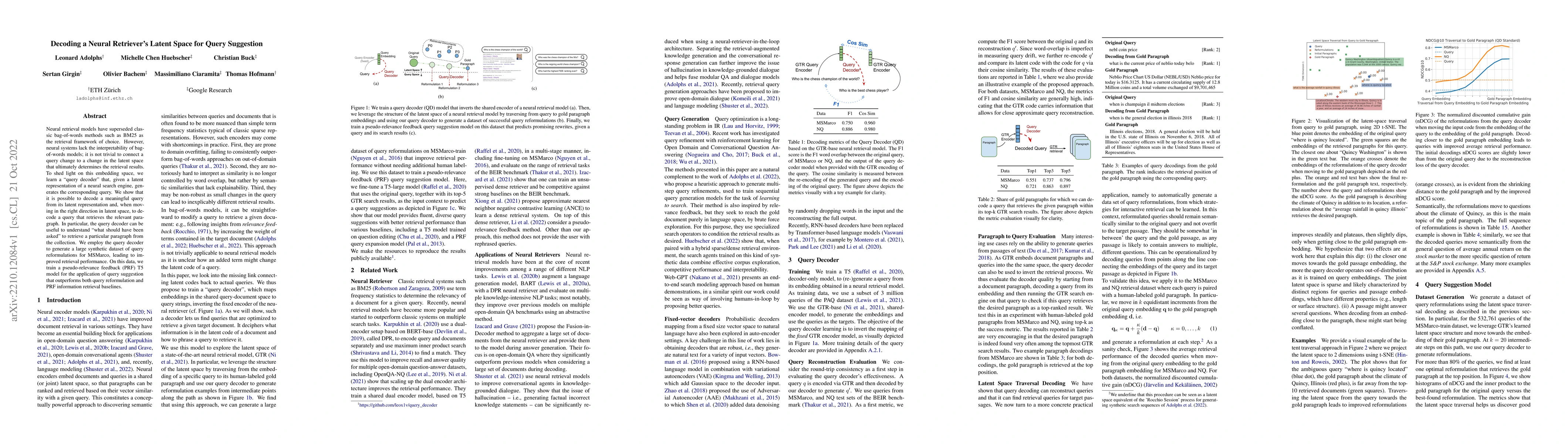 Thumbnail for Decoding a Neural Retriever's Latent Space for Query Suggestion