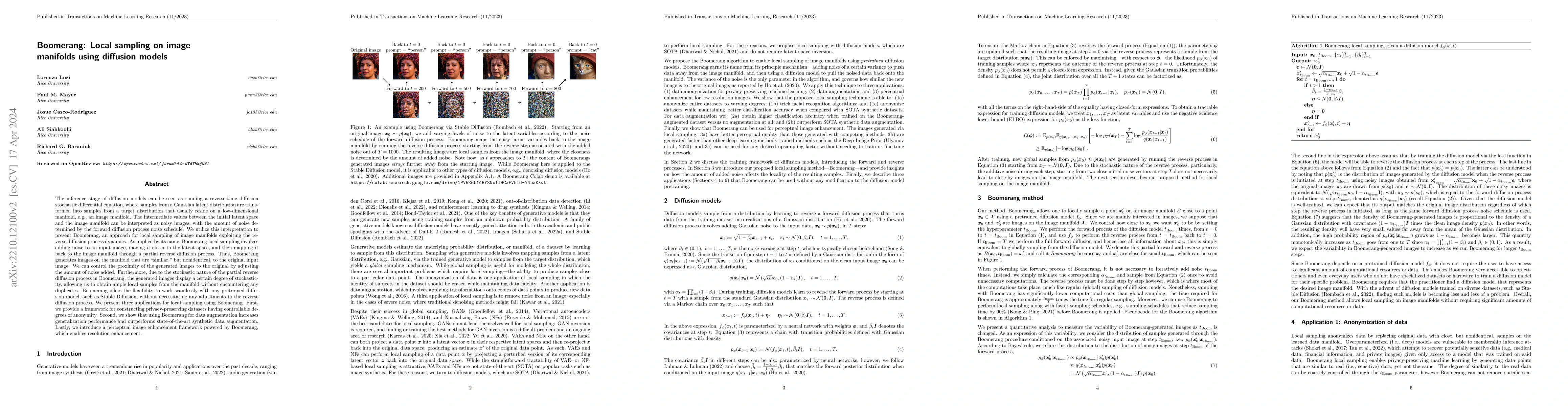 Thumbnail for Boomerang: Local sampling on image manifolds using diffusion models