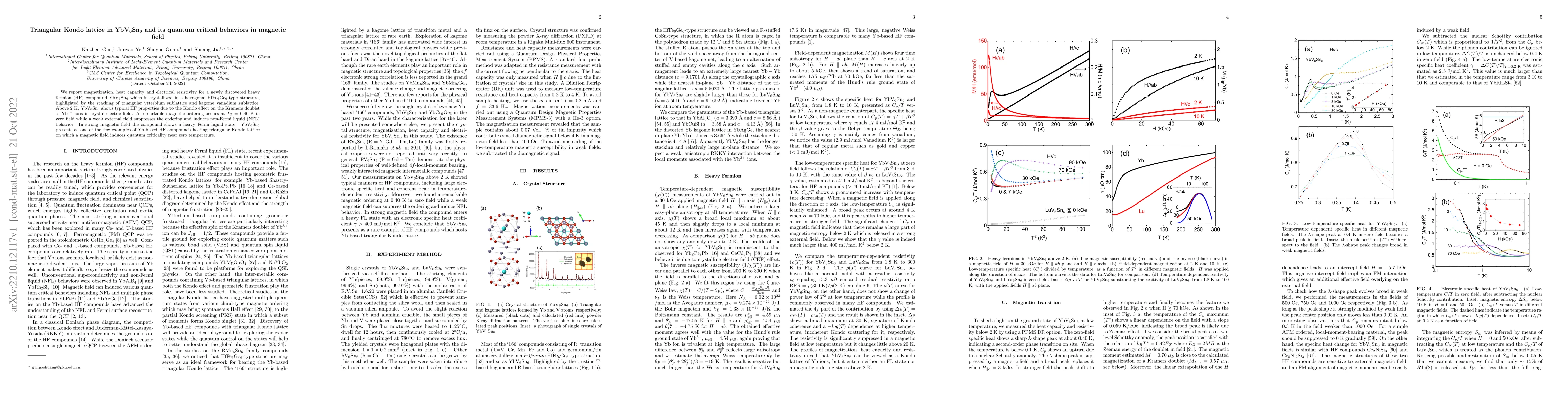 Thumbnail for Triangular Kondo lattice in $\mathrm{YbV_6Sn_6}$ and its quantum
  critical behaviors in magnetic field