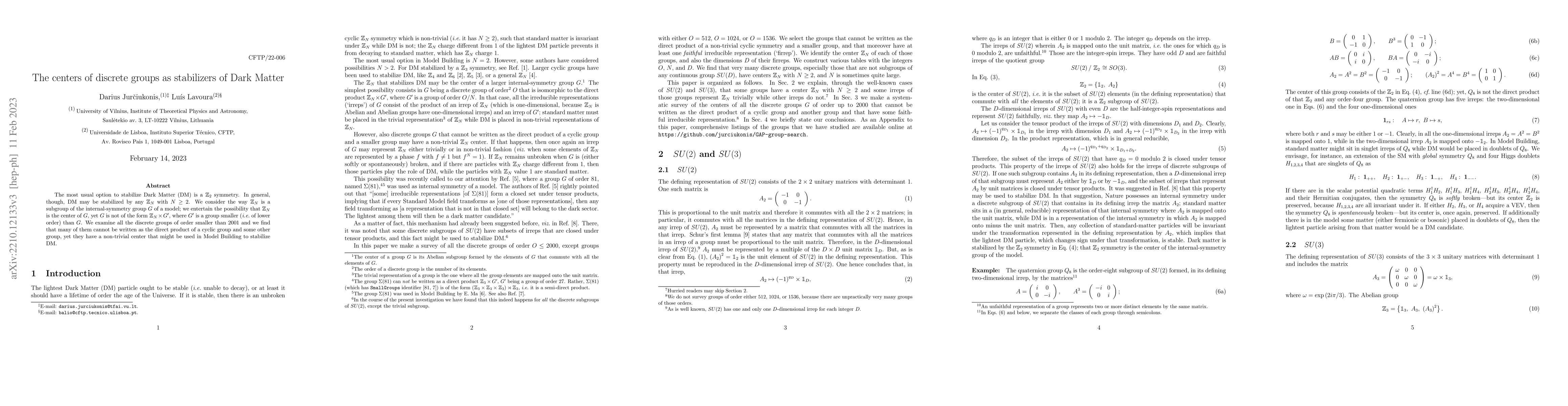 Thumbnail for The centers of discrete groups as stabilizers of Dark Matter