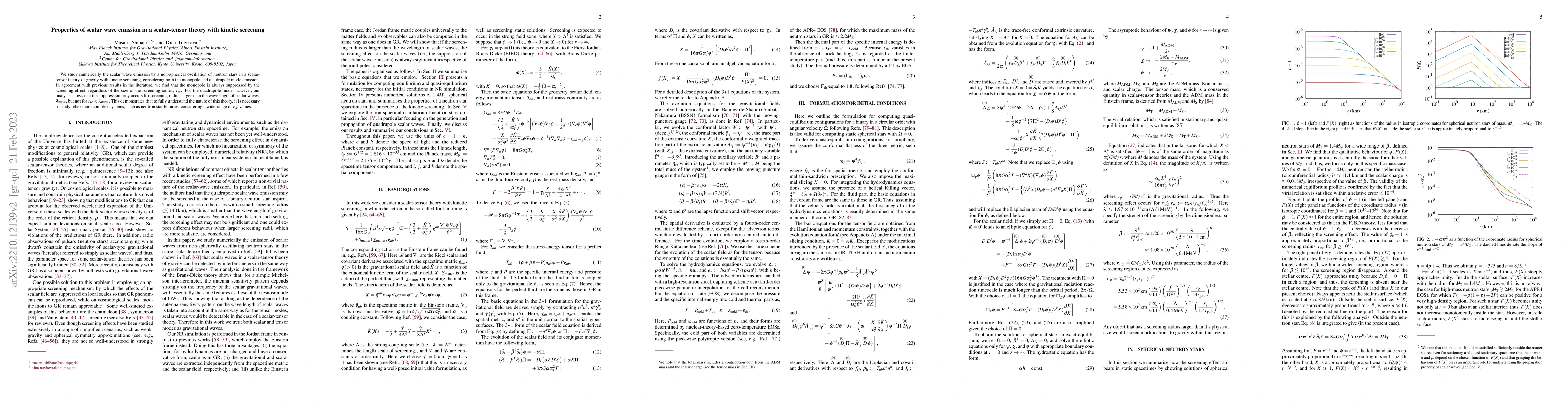 Thumbnail for Properties of scalar wave emission in a scalar-tensor theory with
  kinetic screening