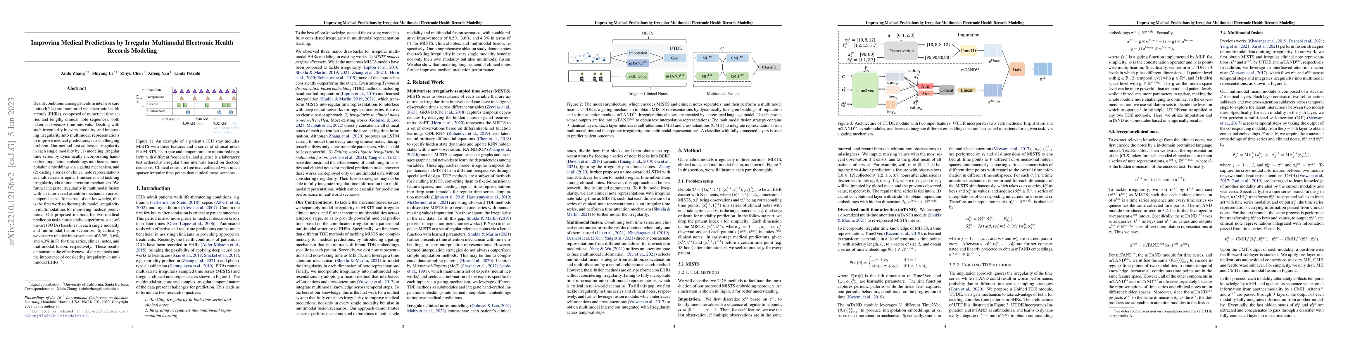 Thumbnail for Improving Medical Predictions by Irregular Multimodal Electronic Health
  Records Modeling