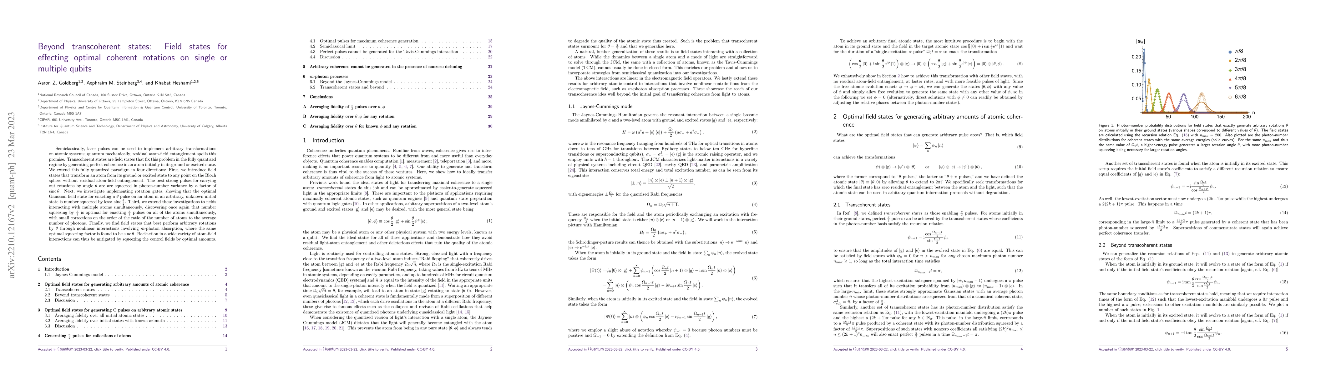 Thumbnail for Beyond transcoherent states: Field states for effecting optimal coherent
  rotations on single or multiple qubits