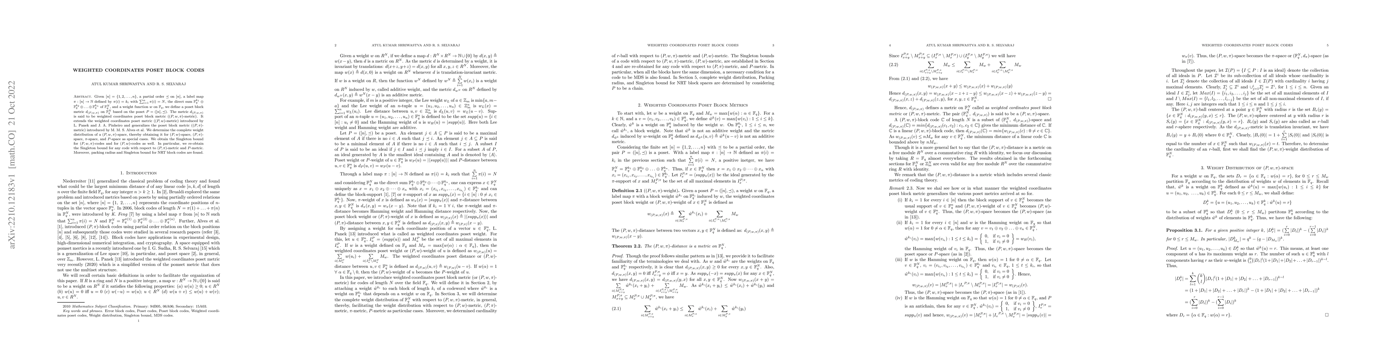 Thumbnail for Weighted Coordinates Poset Block Codes