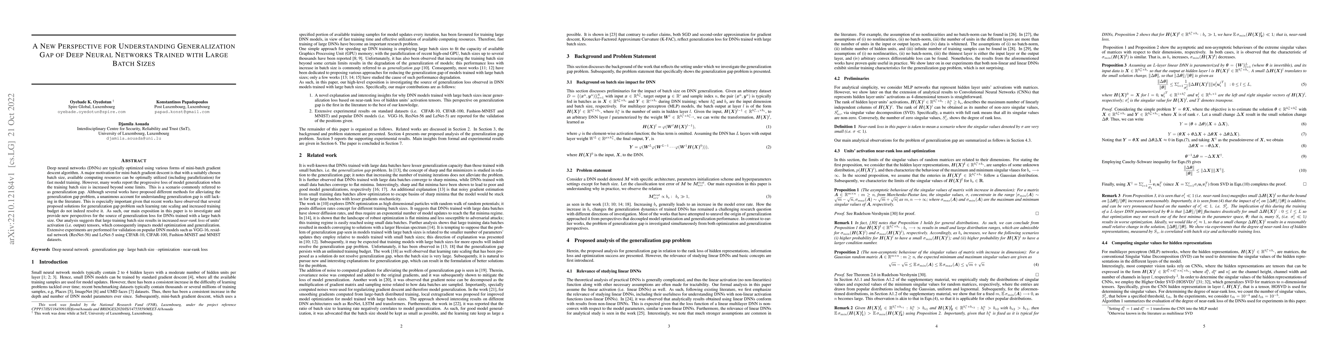 Thumbnail for A New Perspective for Understanding Generalization Gap of Deep Neural
  Networks Trained with Large Batch Sizes