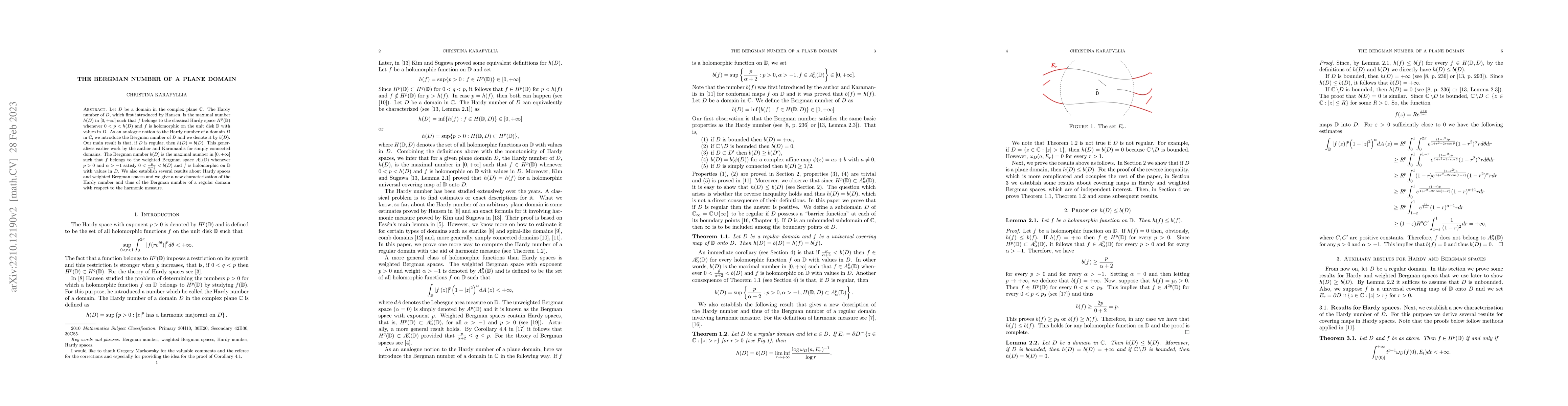 Thumbnail for The Bergman number of a plane domain