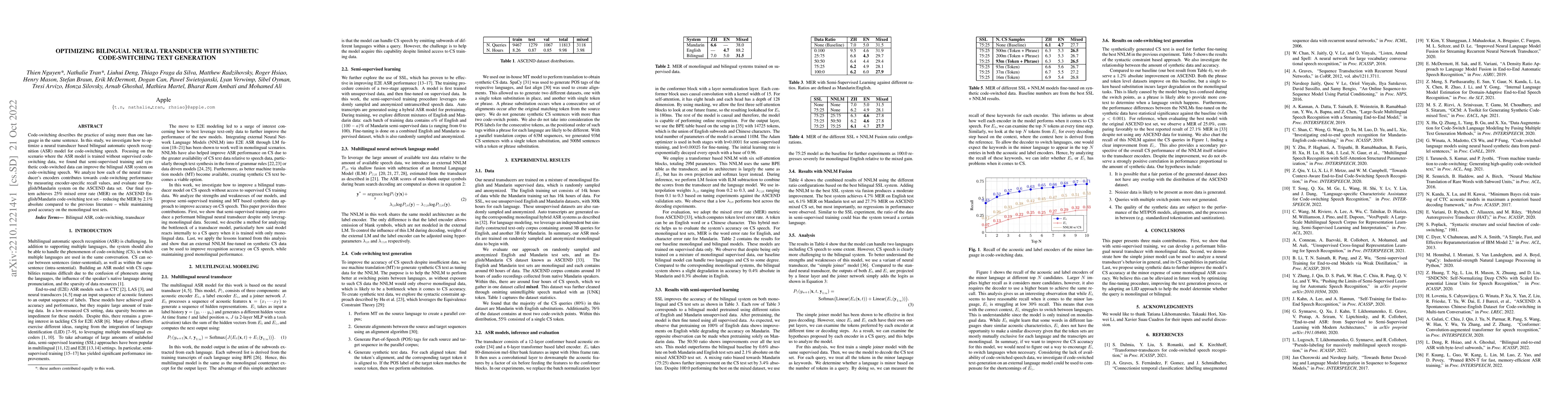 Thumbnail for Optimizing Bilingual Neural Transducer with Synthetic Code-switching
  Text Generation