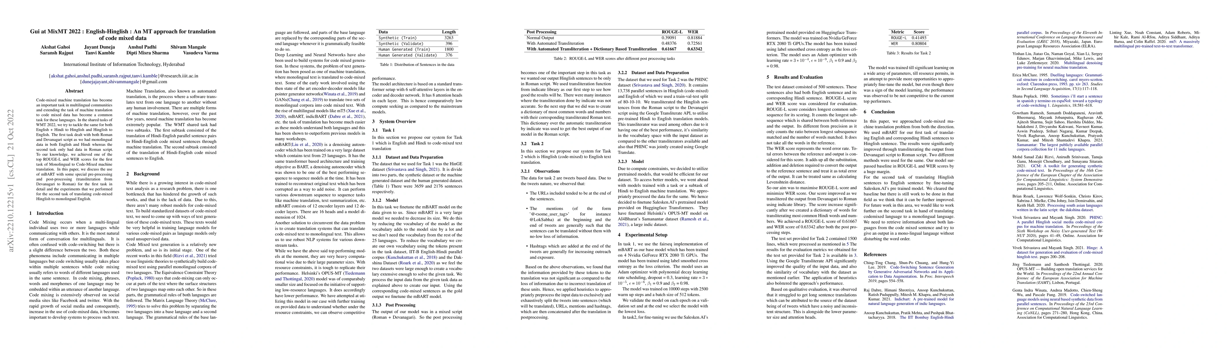 Thumbnail for Gui at MixMT 2022 : English-Hinglish: An MT approach for translation of
  code mixed data