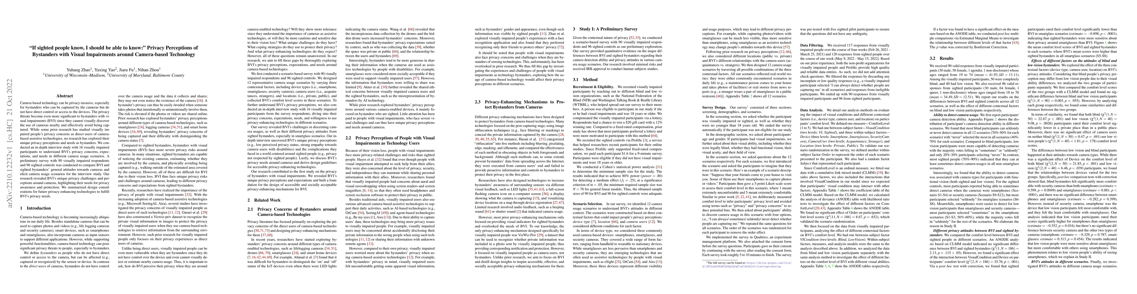 Thumbnail for "If sighted people know, I should be able to know:" Privacy Perceptions
  of Bystanders with Visual Impairments around Camera-based Technology