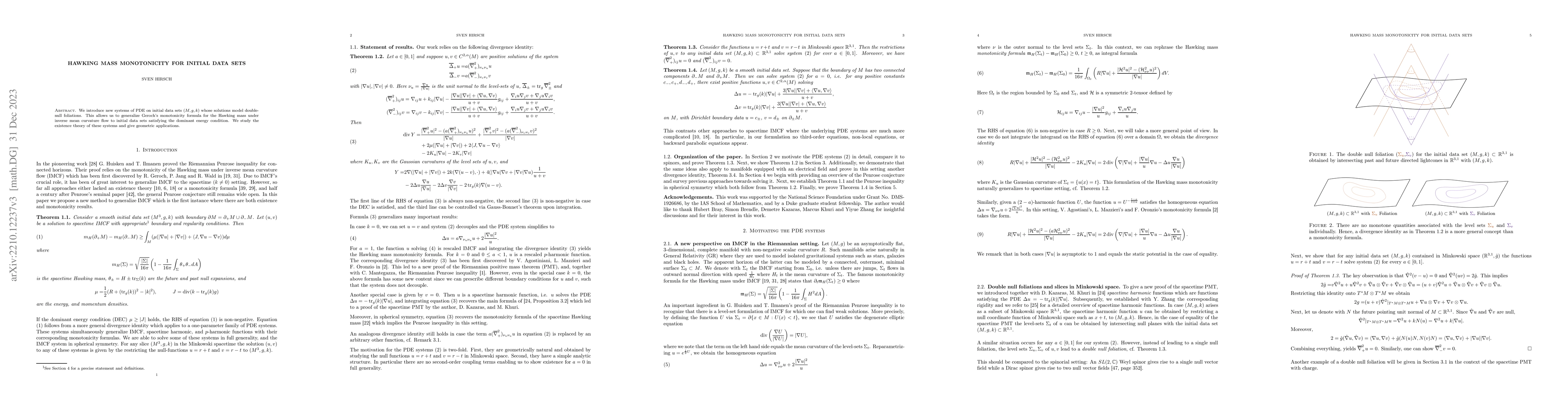 Thumbnail for Hawking Mass Monotonicity for Initial Data Sets