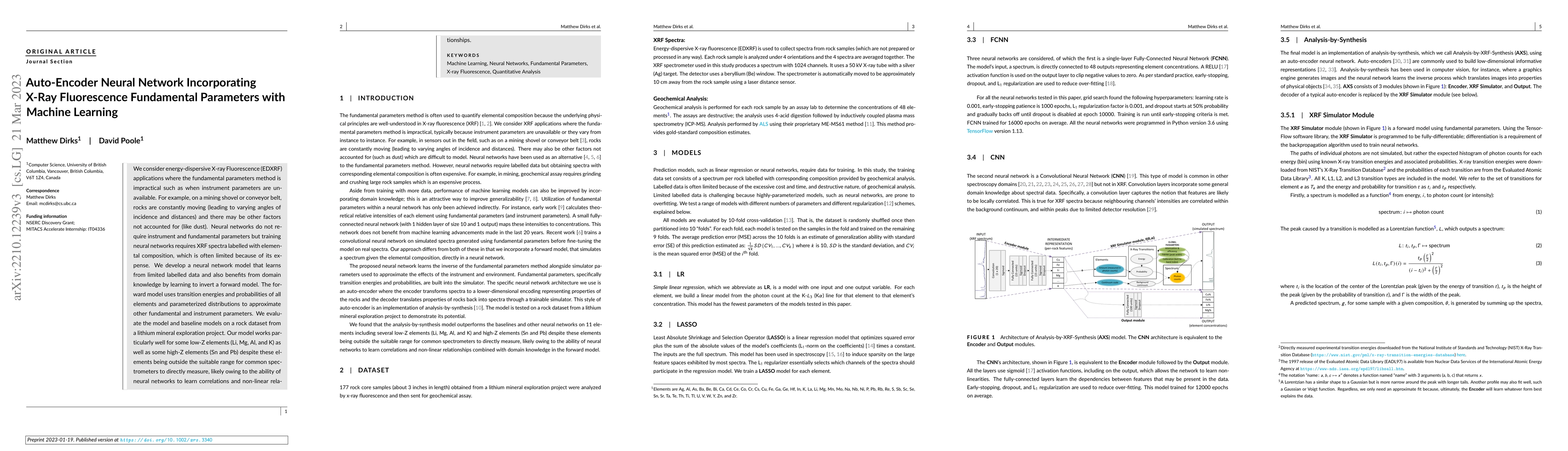 Thumbnail for Auto-Encoder Neural Network Incorporating X-Ray Fluorescence Fundamental
  Parameters with Machine Learning