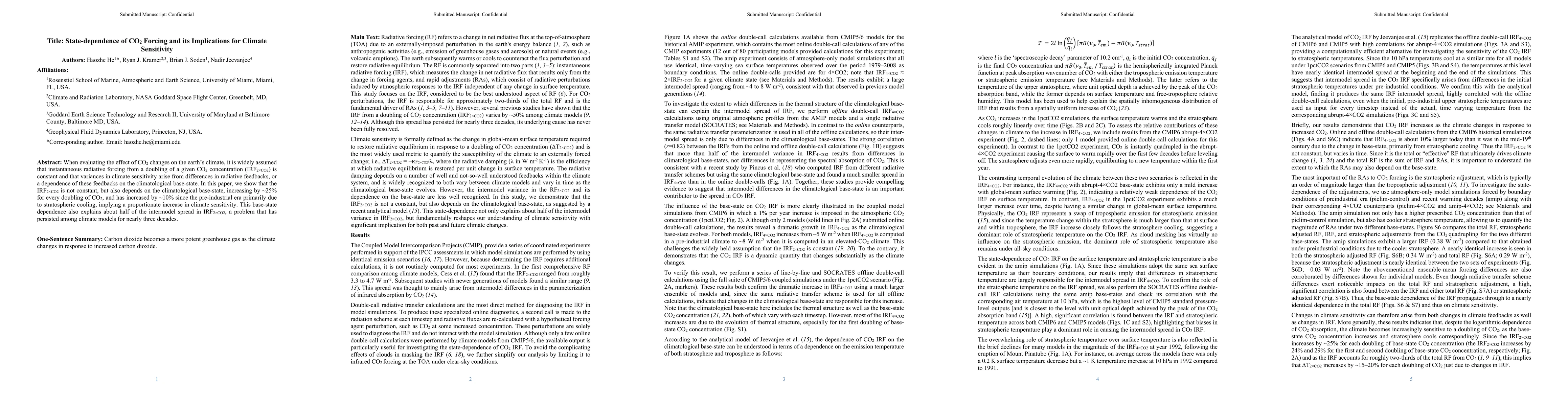 Thumbnail for State-dependence of CO2 Forcing and its Implications for Climate
  Sensitivity