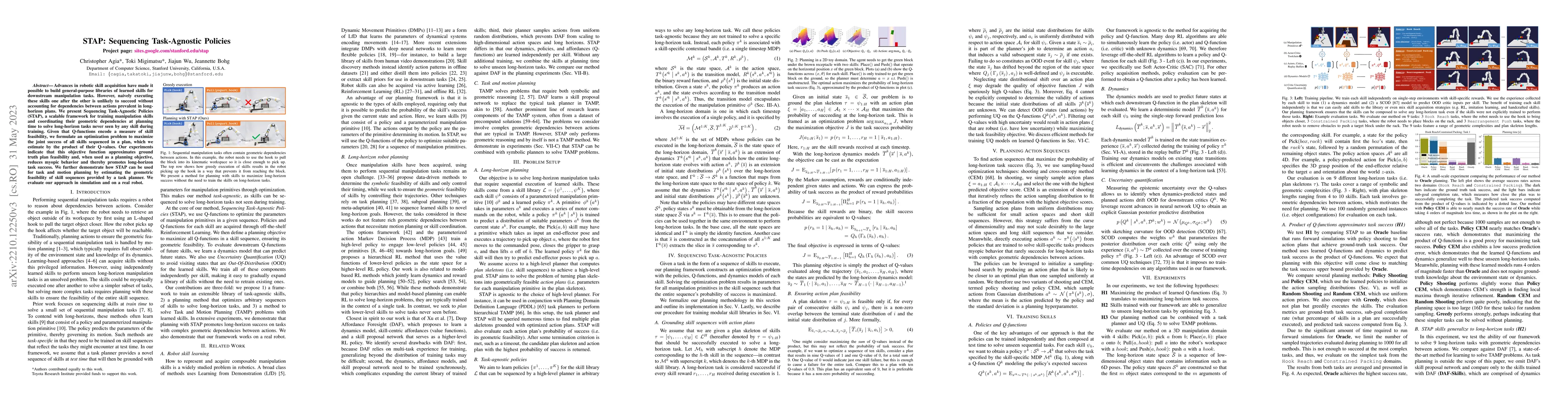 Thumbnail for STAP: Sequencing Task-Agnostic Policies